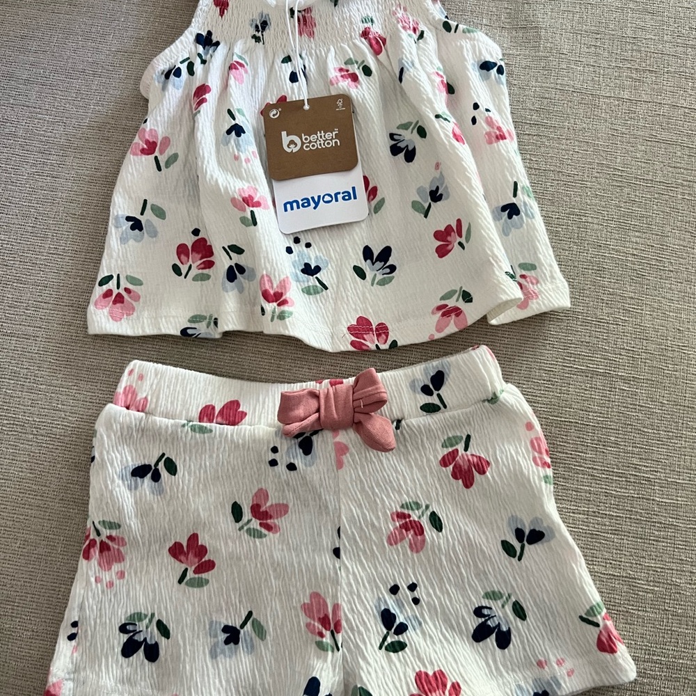 Mayoral Floral Shorts Set - Blush